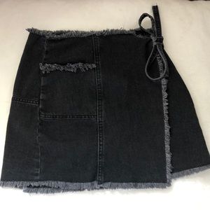UO BDG black denim wrap skirt